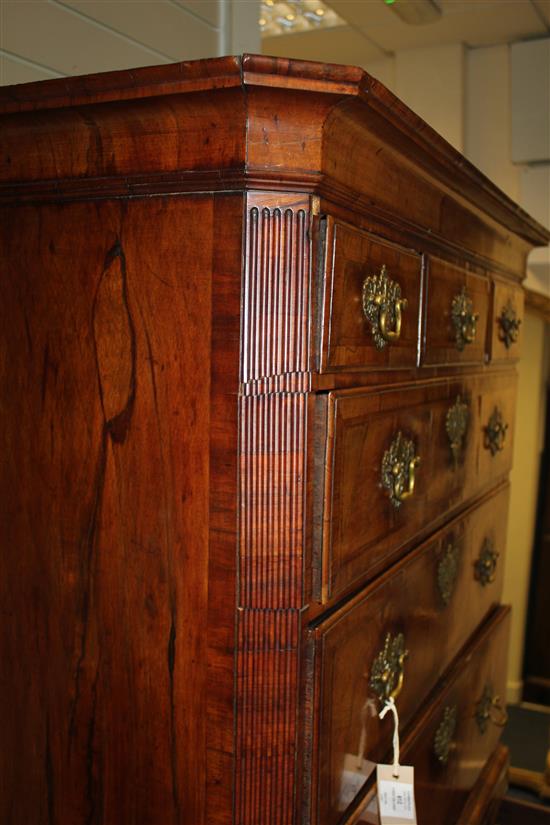 An 18th century walnut and featherbanded chest on chest, W.3ft 6in.